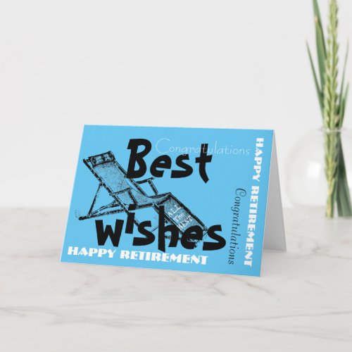 Happy Retirement with Retro Deckchair Blue 2 Card