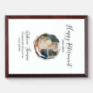 Happy retirement year name circle photo retired award plaque