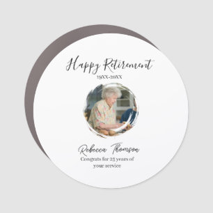 Happy retirement year name circle photo retired car magnet