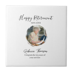 Happy retirement year name circle photo retired ceramic tile