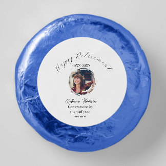 Happy retirement year name circle photo retired dipped oreo cookie favors