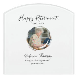 Happy retirement year name circle photo retired door sign