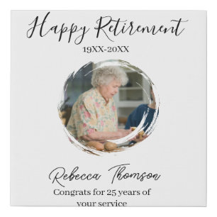 Happy retirement year name circle photo retired faux canvas print