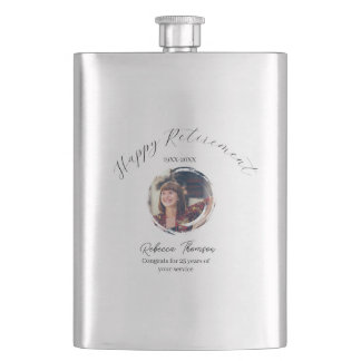 Happy retirement year name circle photo retired flask
