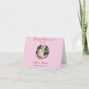 Happy retirement year name circle photo retired letterpress thank you card