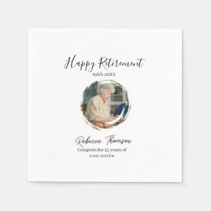 Happy retirement year name circle photo retired napkins