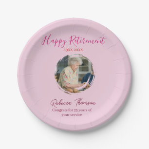 Happy retirement year name circle photo retired paper plates