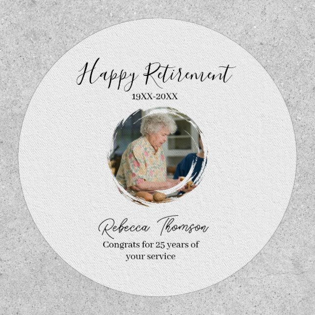 Happy retirement year name circle photo retired patch (Front)