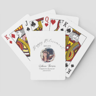 Happy retirement year name circle photo retired poker cards