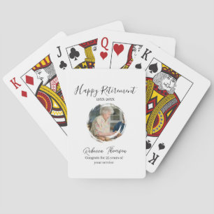 Happy retirement year name circle photo retired poker cards
