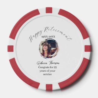 Happy retirement year name circle photo retired poker chips