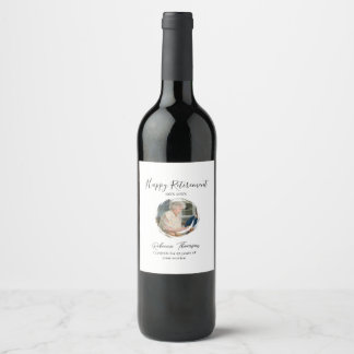 Happy retirement year name circle photo retired wine label