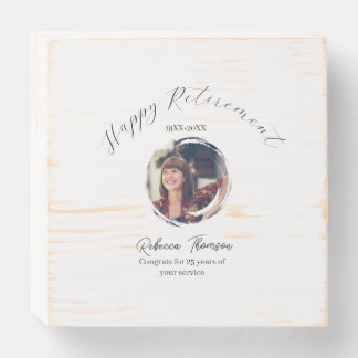 Happy retirement year name circle photo retired wooden box sign