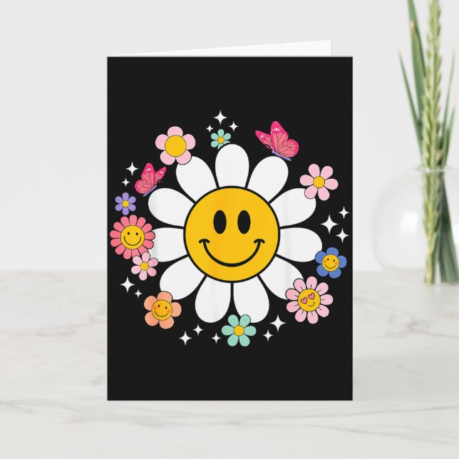 Happy Retro Daisy Smile Face Preppy Aesthetic Men  Card (Front)