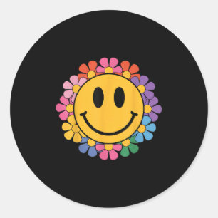 Happy Retro Daisy Smile Face Preppy Aesthetic Men Classic Round Sticker