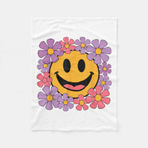 Happy Retro Daisy Smile Face Preppy Aesthetic Men Fleece Blanket