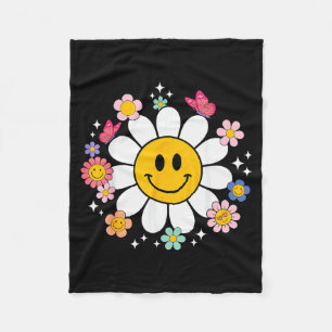 Happy Retro Daisy Smile Face Preppy Aesthetic Men Fleece Blanket