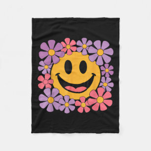 Happy Retro Daisy Smile Face Preppy Aesthetic Men Fleece Blanket