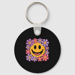 Happy Retro Daisy Smile Face Preppy Aesthetic Men  Keychain