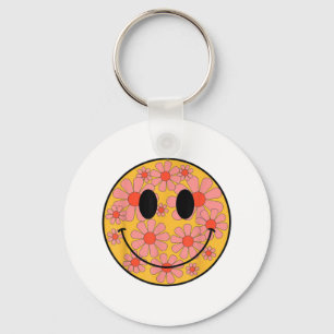 Happy Retro Daisy Smile Face Preppy Aesthetic Men Keychain