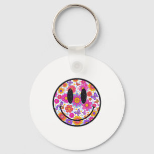 Happy Retro Daisy Smile Face Preppy Aesthetic Men Keychain