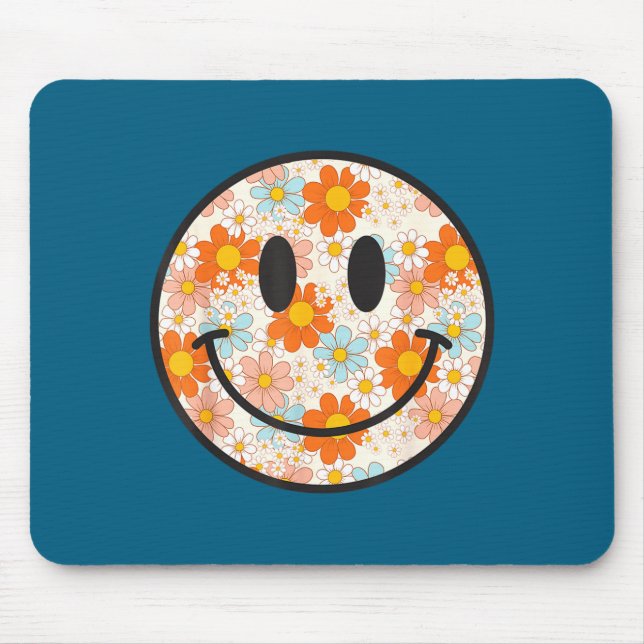 Happy Retro Daisy Smile Face Preppy Aesthetic Men  Mouse Pad (Front)