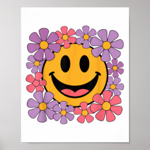 Happy Retro Daisy Smile Face Preppy Aesthetic Men Poster