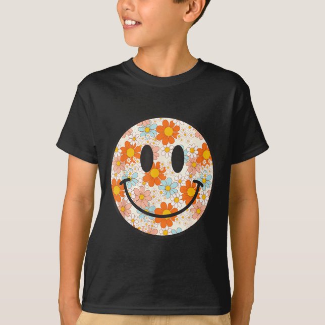 Happy Retro Daisy Smile Face Preppy Aesthetic Men  T-Shirt (Front)