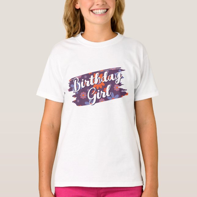   Happy Retro Flowers 70s Daisy Cute Birthday Girl T-Shirt (Front)
