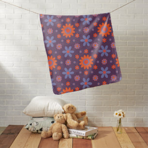 Happy Retro Flowers Cute 70s Hippie Daisy Pattern Baby Blanket