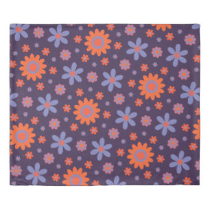  Happy Retro Flowers Cute 70s Hippie Daisy Pattern Duvet Cover