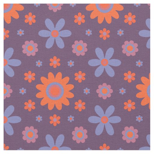 Happy Retro Flowers Cute 70s Hippie Daisy Pattern Fabric