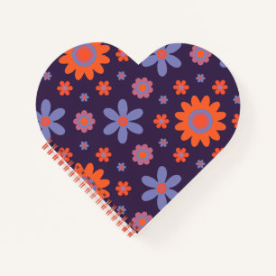 Happy Retro Flowers Cute 70s Hippie Daisy Pattern Notebook