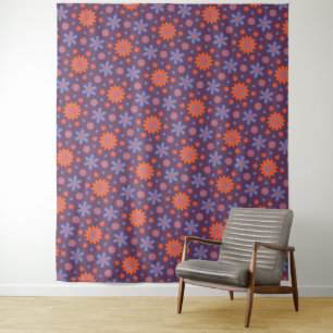 Happy Retro Flowers Cute 70s Hippie Daisy Pattern Tapestry