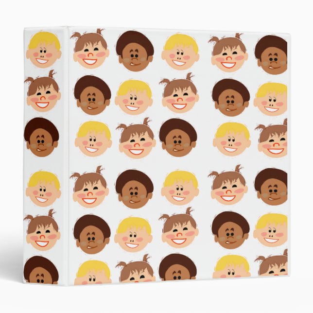 Happy Retro Kids Fun Cartoon Art Style  3 Ring Binder (Front/Spine)