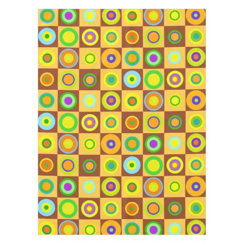 Happy Retro Modern Polka Dots Circles Op Art 1970s Tablecloth