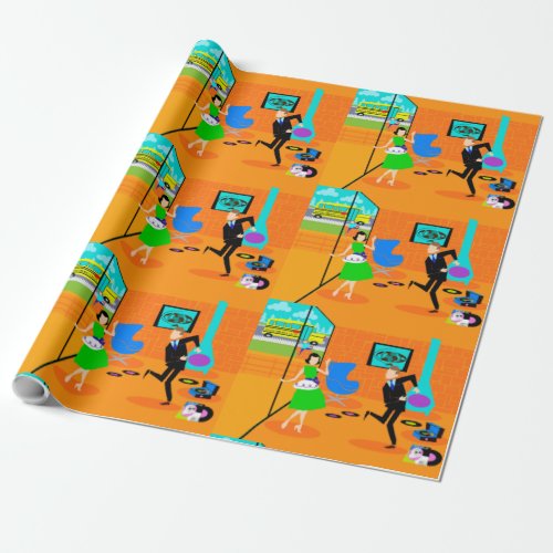 Happy Retro Parents Wrapping Paper