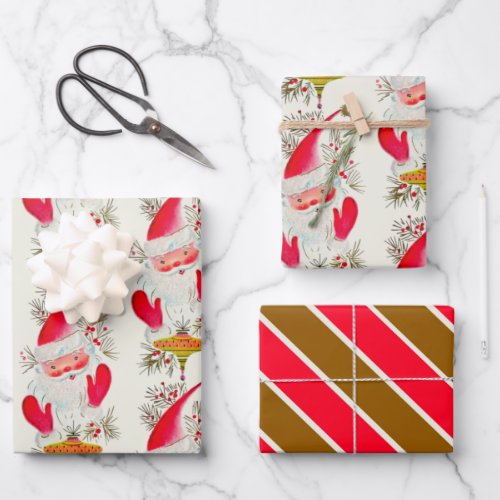 Happy Retro Santa Wrapping Paper Sheets
