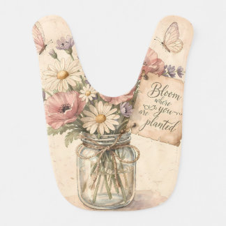 Happy Retro Sun Over Rolling Hills Baby Bib