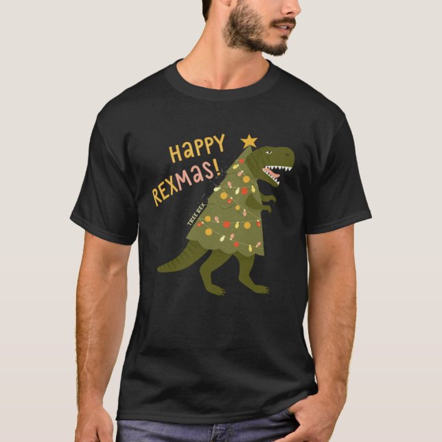 Happy Rexmas Tree Rex   Rex Dinosaur Christmas Tre T-Shirt (Front)