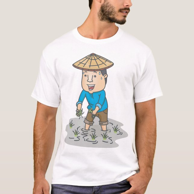 Happy Rice Paddy Farmer T-Shirt (Front)
