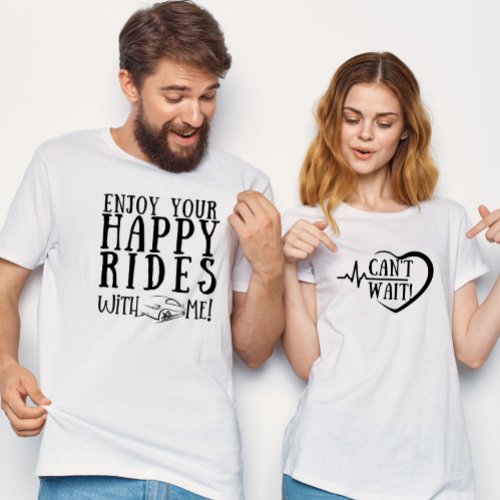 Happy Rides Honeymoon Hubby Newlywed Couple T_Shirt