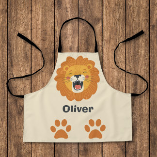 Happy Roaring Lion Face – Cute Safari Animal Apron