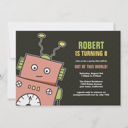 Happy Robot Birthday Party Invitations