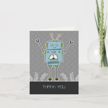 Happy Robot & Springs Thank You Note Card by IckleCritters at Zazzle