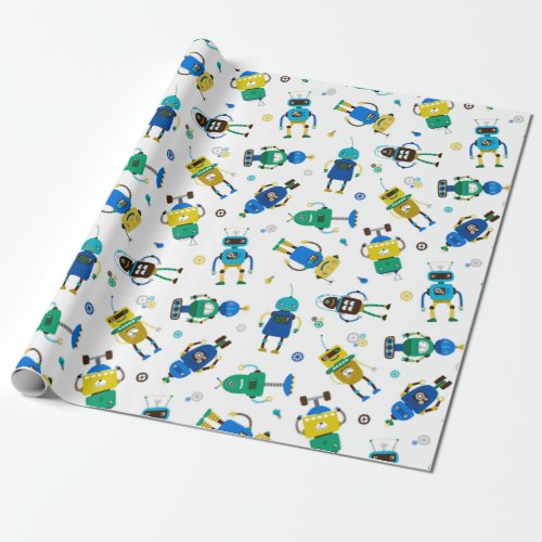 Happy Robots  Wrapping Paper