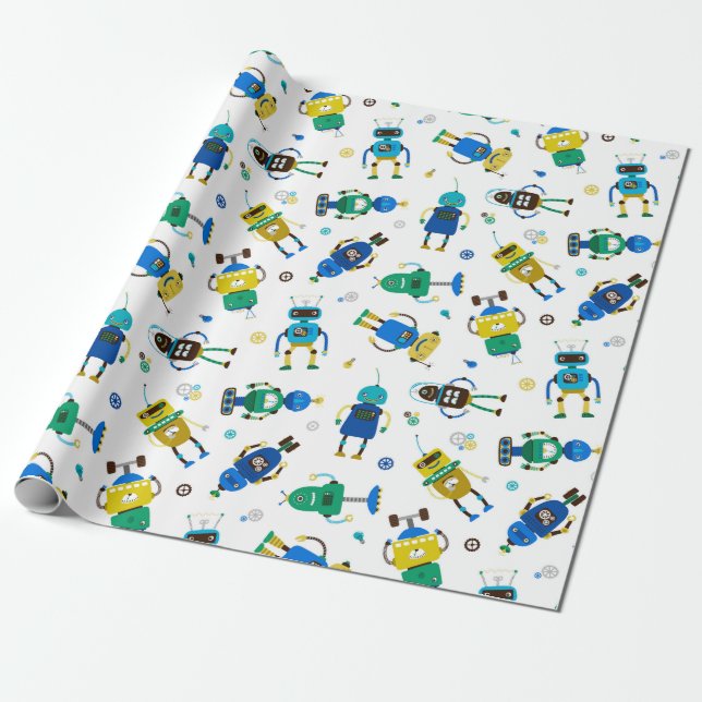Happy Robots  Wrapping Paper (Unrolled)