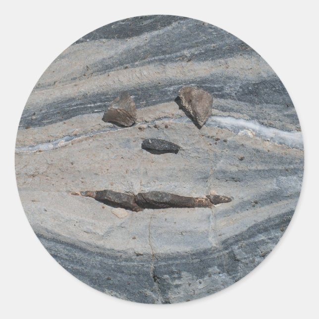 Happy Rock Face Classic Round Sticker (Front)