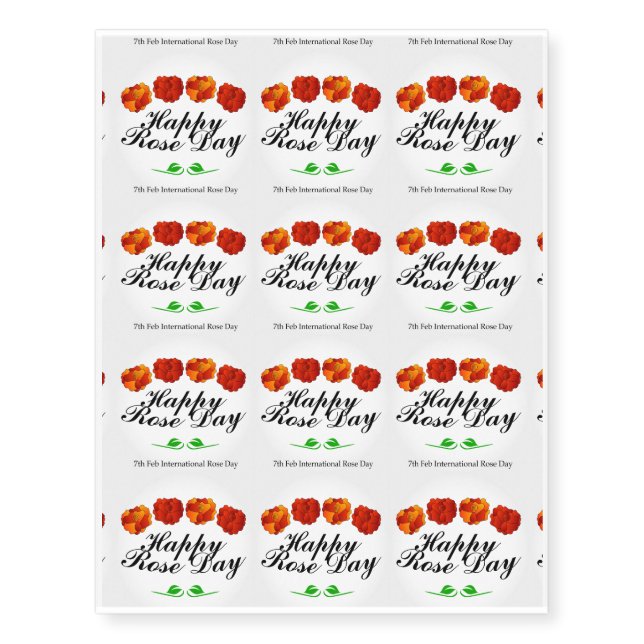 Happy Rose day Temporary Tattoos (Front)