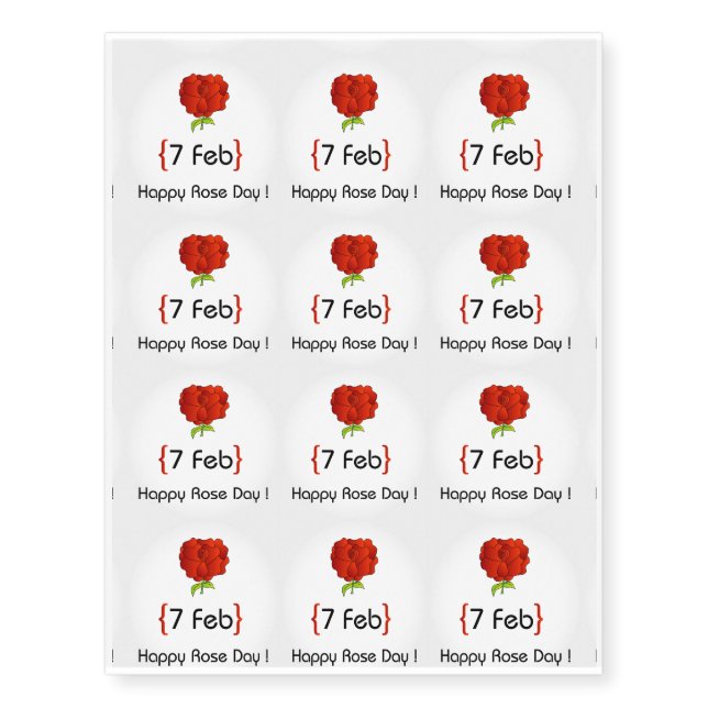 Happy Rose day Temporary Tattoos (Front)